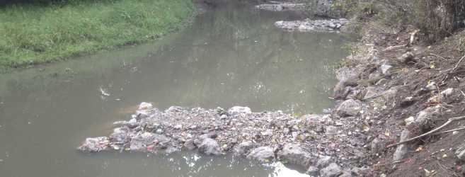 <p>Bendway Weirs were installed in the Ottawa River to push the “thalweg,” or fastest moving part of the river, away from the protected bank </p>