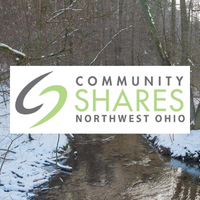 Logo for the workplace giving foundation Community Shares Northwest Ohio over a winter river scene.