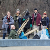 Volunteers from UT's Phi Sigma Rho sorority at an Ottawa River CYS 365 in early April 2022. 