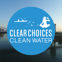 Clear Choices Clean Water logo over a background of the Anthony Wayne Bridge in Toledo, Ohio.