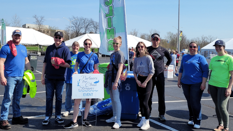 Glass City Marathon Green Team volunteers after Saturday's Savage 5k after-party.